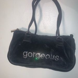 Purse handbag bath & body works two for one black and purple furry gorgeous bag